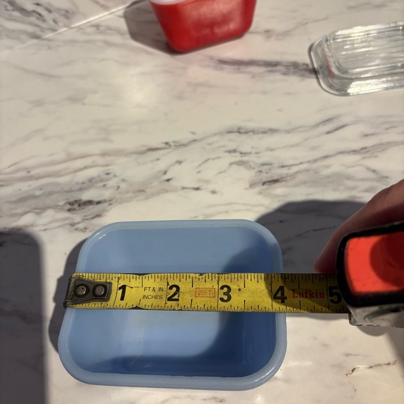 Vintage Pyrex Delphite Blue Fridge Primary Red Fridgie - Picture 15 of 16